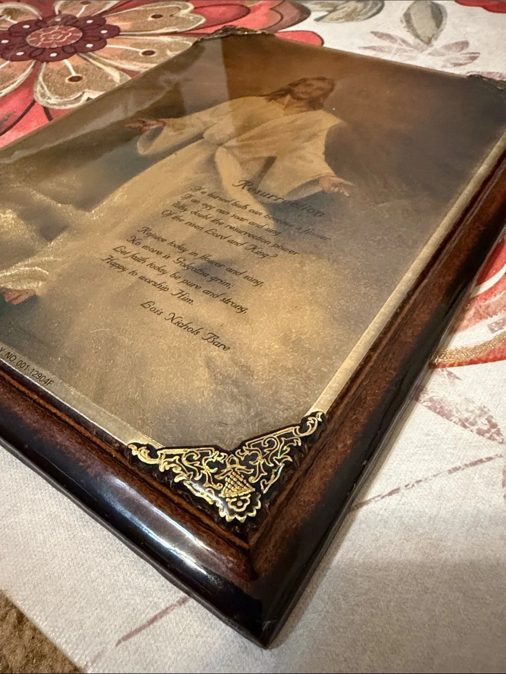 Christian Wall Art Print in Gold and Brown Frame